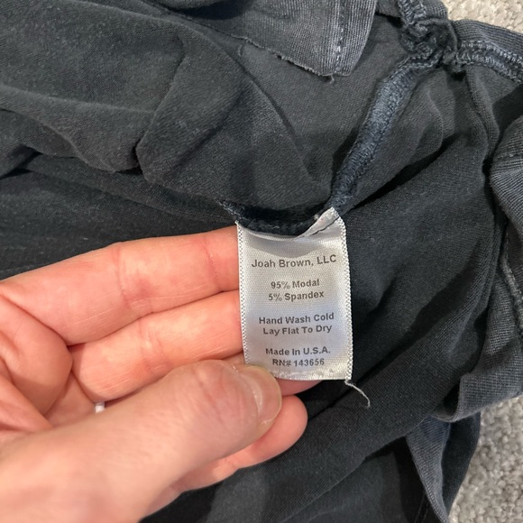 Joah Brown Black Plunge V-Neck Tee Shirt S/M Modal Spandex Distressed Grunge EUC - Picture 4 of 5